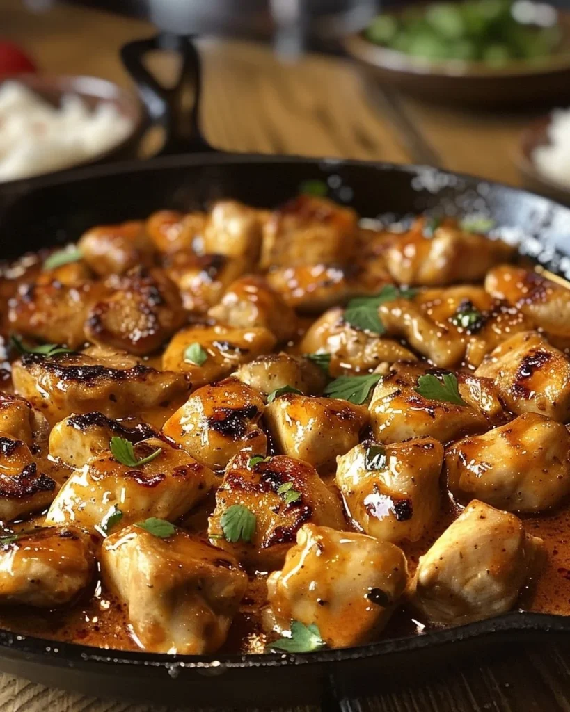 Delicious Butter Chicken Skillet from Texas Roadhouse served in a skillet