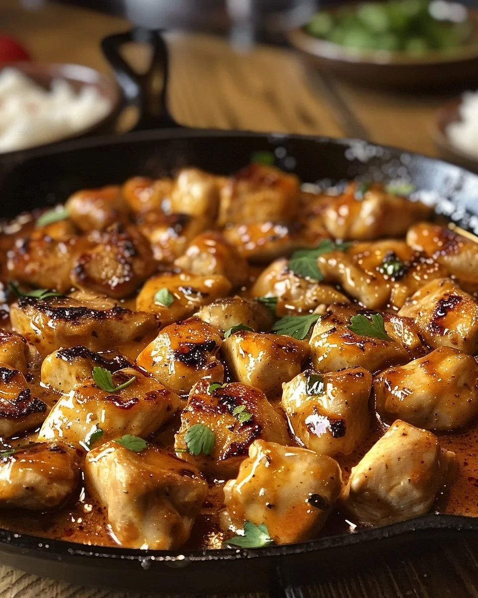 Delicious Butter Chicken Skillet from Texas Roadhouse served in a skillet